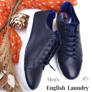 🔴 English Laundry Navy Leather Men's Loafer Sneakers Sz 9.5